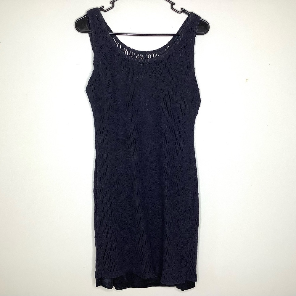 < Vintage New York Style Black Knit Mini Dress >